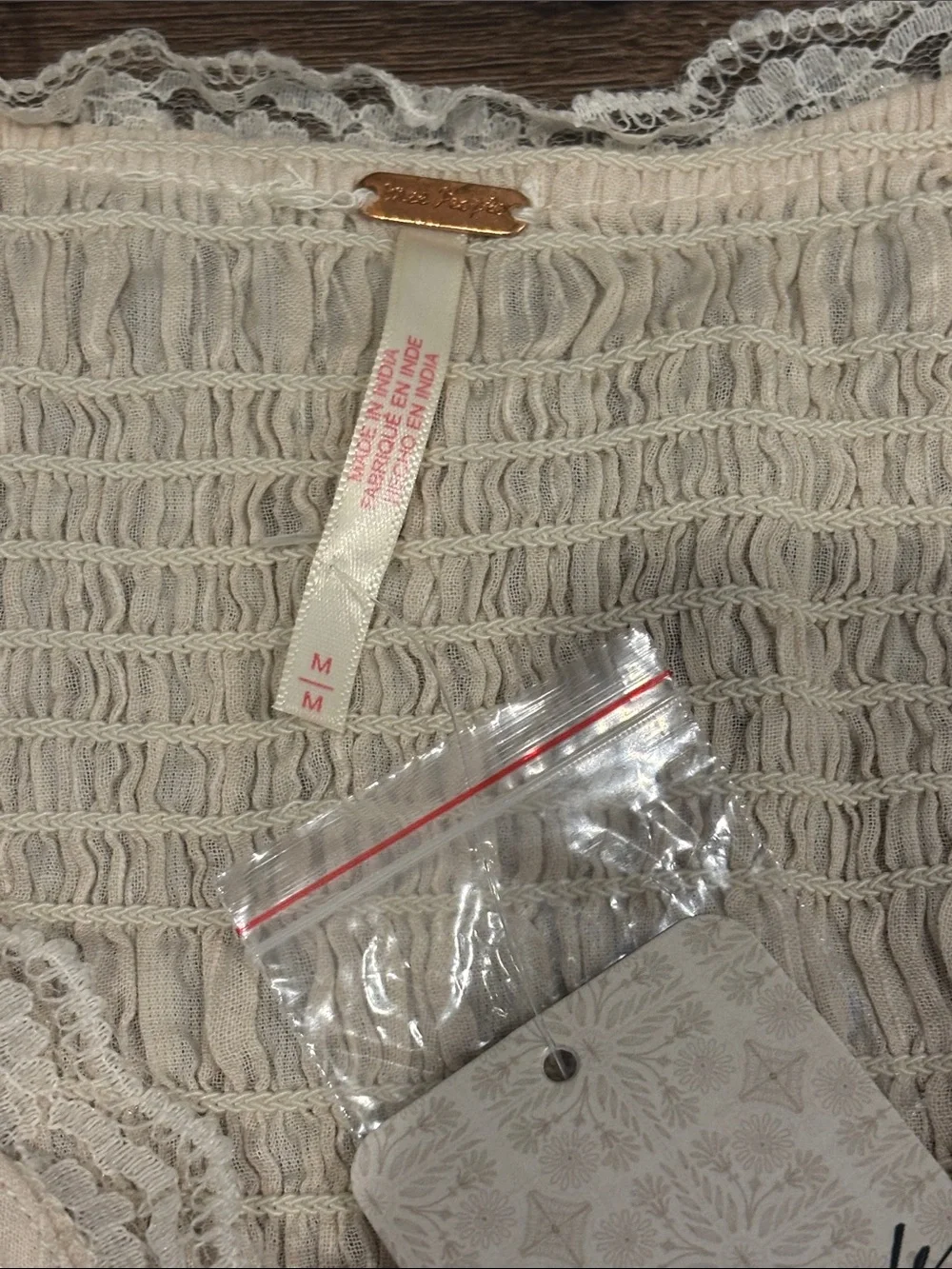 Free People Elliot Smocked Solid Top, Ivory - Medium